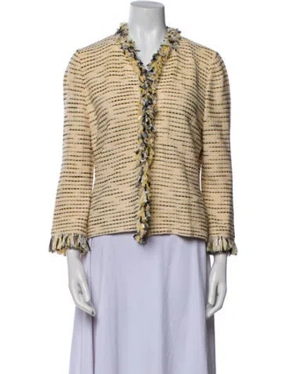 Pre-owned St John Striped Jacket In Neutral