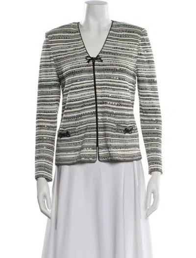 Pre-owned St John Striped Jacket In Neutral