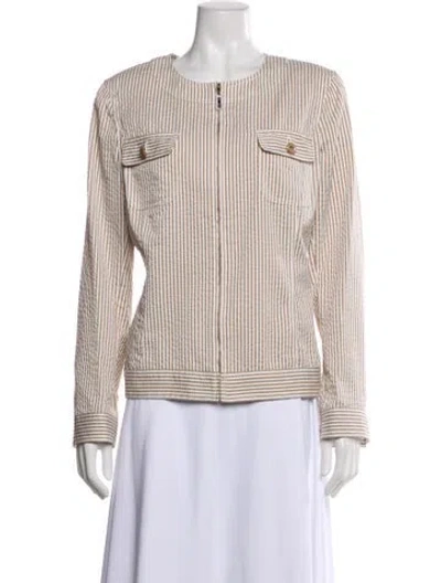 Pre-owned St John Striped Jacket In Neutral