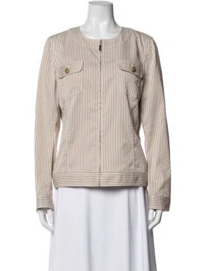 Pre-owned St John Striped Jacket In Neutrals
