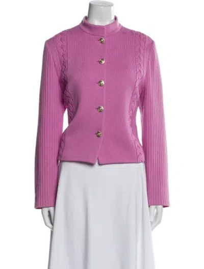 Pre-owned St John Striped Jacket In Pink