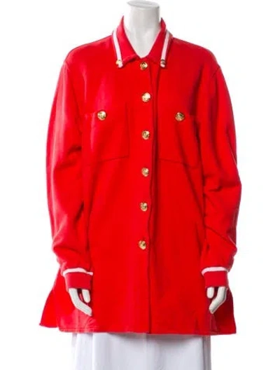 Pre-owned St John Striped Jacket In Red