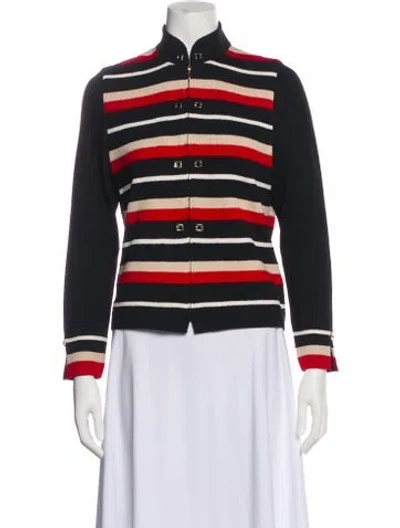 Pre-owned St John Striped Jacket In Red