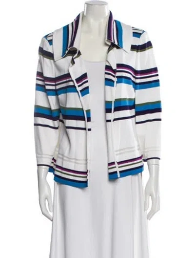 Pre-owned St John Striped Jacket In White