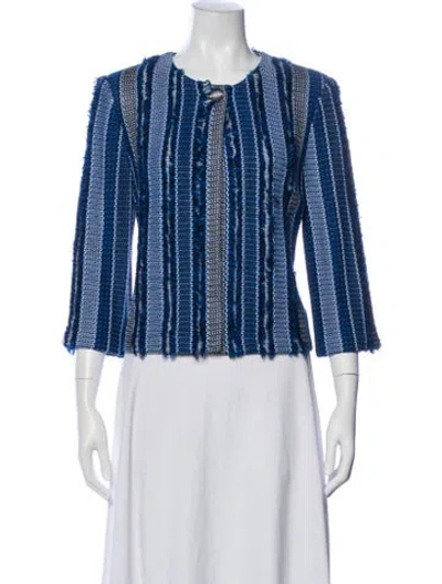 Pre-owned St John Striped Jacket In White