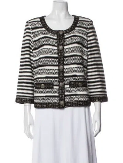 Pre-owned St John Striped Jacket In White