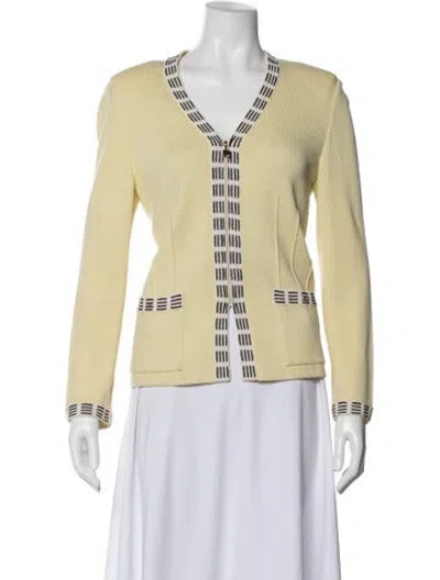 Pre-owned St John Striped Jacket In Yellow