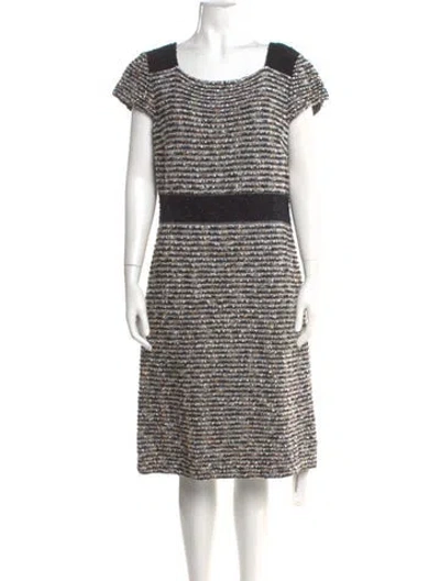 Pre-owned St John Striped Knee-length Dress In Black