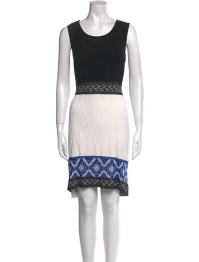 Pre-owned St John Striped Knee-length Dress In Black