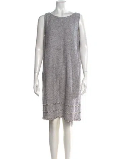 Pre-owned St John Striped Knee-length Dress In Black