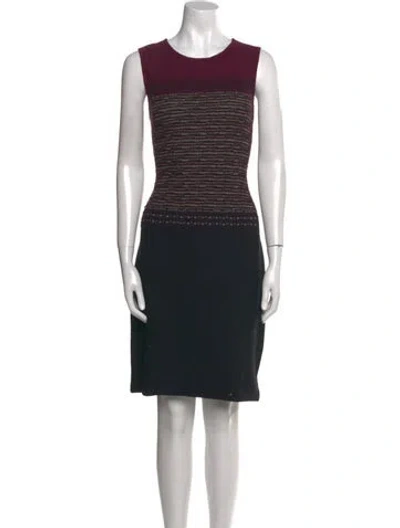 Pre-owned St John Striped Knee-length Dress In Black