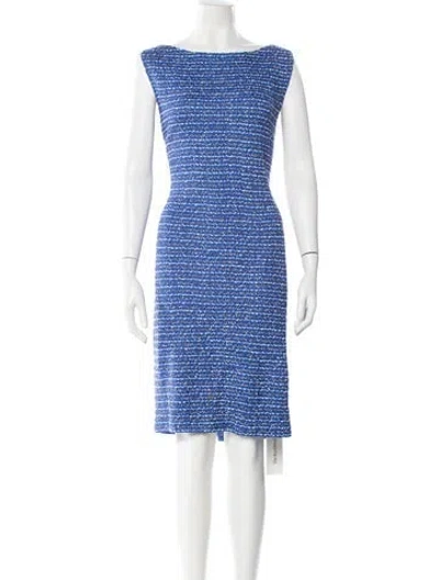 Pre-owned St John Striped Knee-length Dress In Black