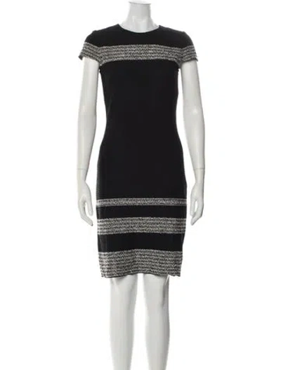Pre-owned St John Striped Knee-length Dress In Black