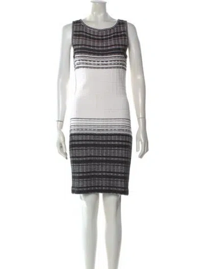 Pre-owned St John Striped Knee-length Dress In Black