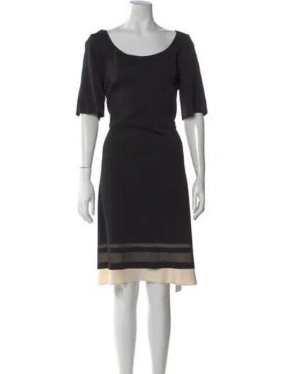 Pre-owned St John Striped Knee-length Dress In Black