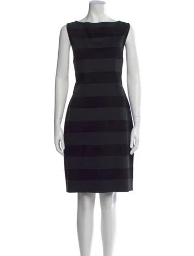 Pre-owned St John Striped Knee-length Dress In Black