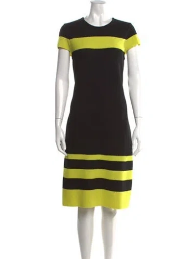 Pre-owned St John Striped Knee-length Dress In Black