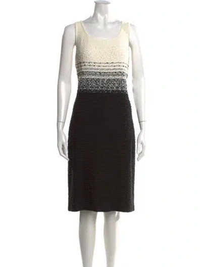 Pre-owned St John Striped Knee-length Dress In Black
