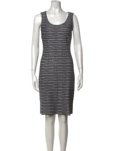 Pre-owned St John Striped Knee-length Dress In Black