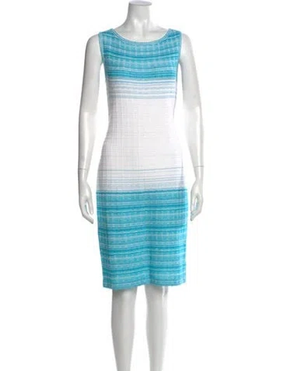 Pre-owned St John Striped Knee-length Dress In Blue