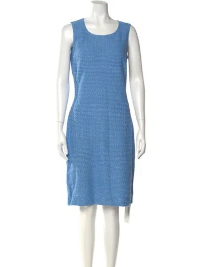Pre-owned St John Striped Knee-length Dress In Blue