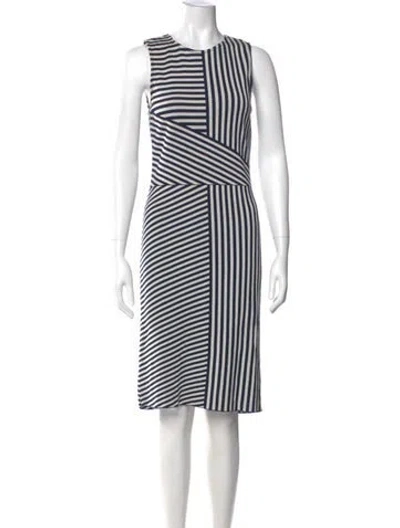 Pre-owned St John Striped Knee-length Dress In Blue