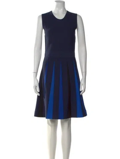 Pre-owned St John Striped Knee-length Dress In Blue