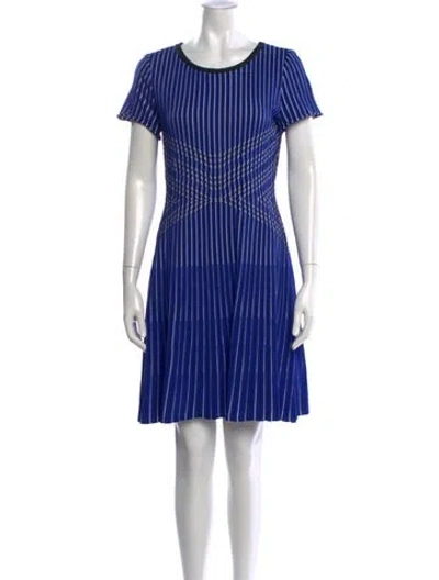 Pre-owned St John Striped Knee-length Dress In Blue