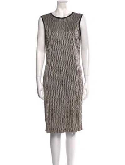 Pre-owned St John Striped Knee-length Dress In Brown