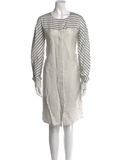 Pre-owned St John Striped Knee-length Dress In Gray