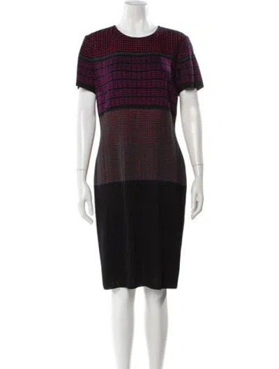 Pre-owned St John Striped Knee-length Dress In Gray