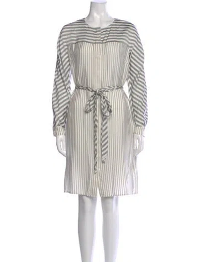 Pre-owned St John Striped Knee-length Dress In Gray