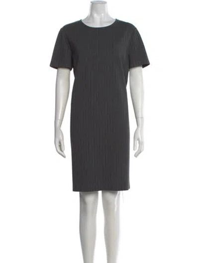 Pre-owned St John Striped Knee-length Dress In Gray