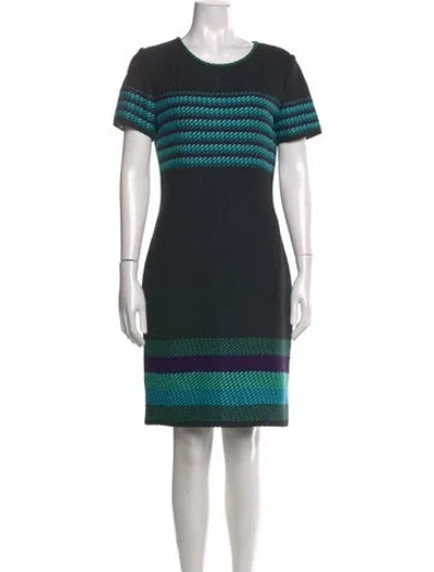 Pre-owned St John Striped Knee-length Dress In Green
