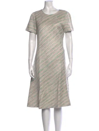 Pre-owned St John Striped Knee-length Dress In Green
