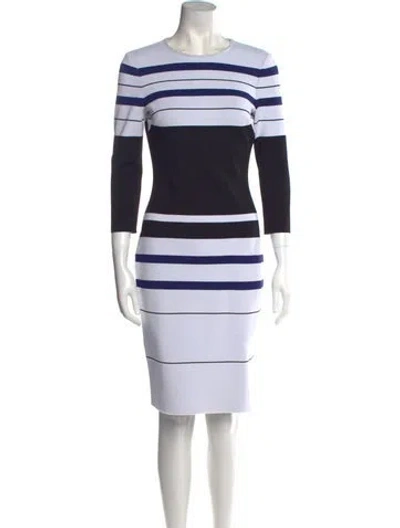 Pre-owned St John Striped Knee-length Dress In Neutral