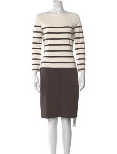 Pre-owned St John Striped Knee-length Dress In Neutral