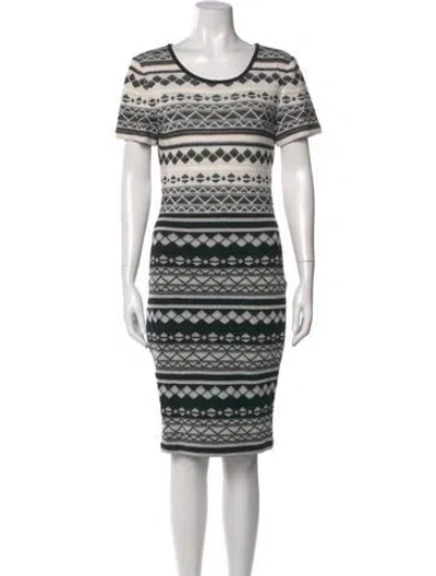 Pre-owned St John Striped Knee-length Dress In Neutral