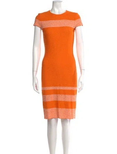 Pre-owned St John Striped Knee-length Dress In Orange