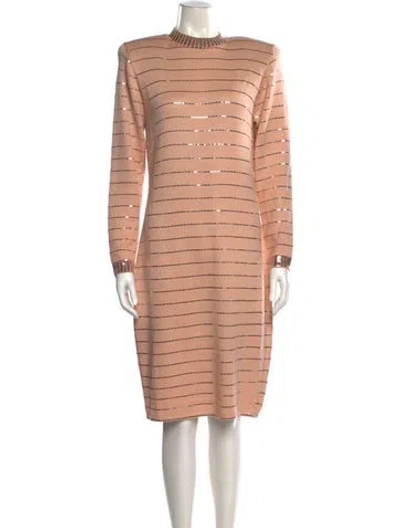 Pre-owned St John Striped Knee-length Dress In Pink