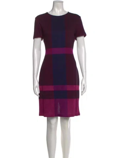 Pre-owned St John Striped Knee-length Dress In Purple