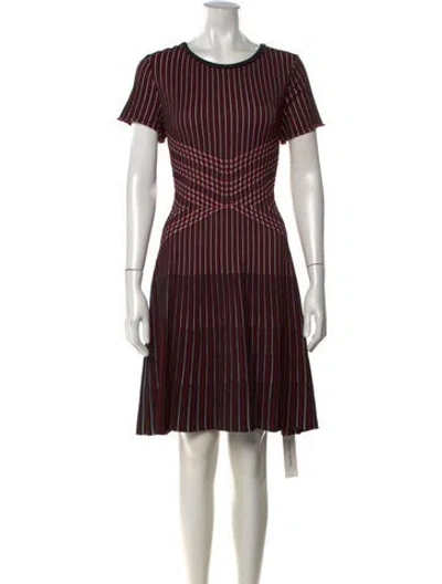 Pre-owned St John Striped Knee-length Dress In Red