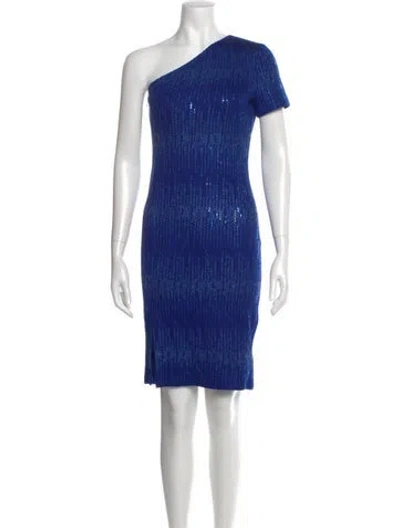 Pre-owned St John Striped Knee-length Dress W/ Tags In Blue