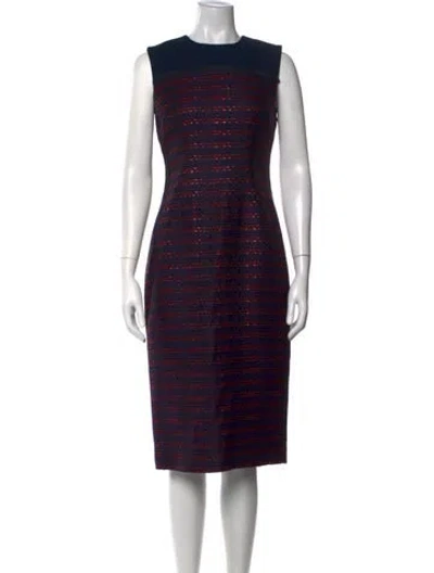 Pre-owned St John Striped Knee-length Dress W/ Tags In Blue