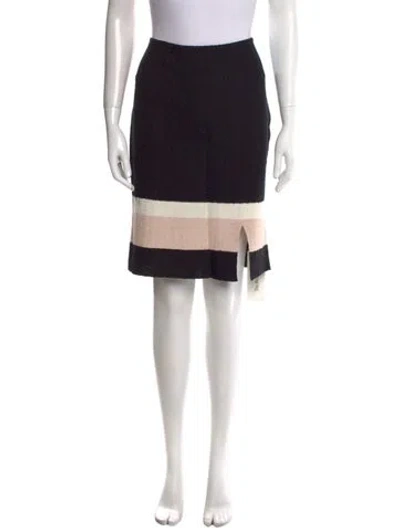 Pre-owned St John Striped Knee-length Skirt In Black