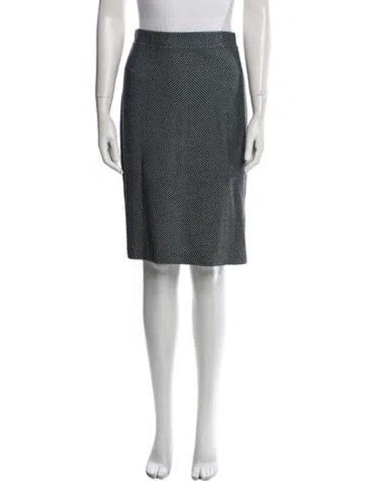 Pre-owned St John Striped Knee-length Skirt In Black