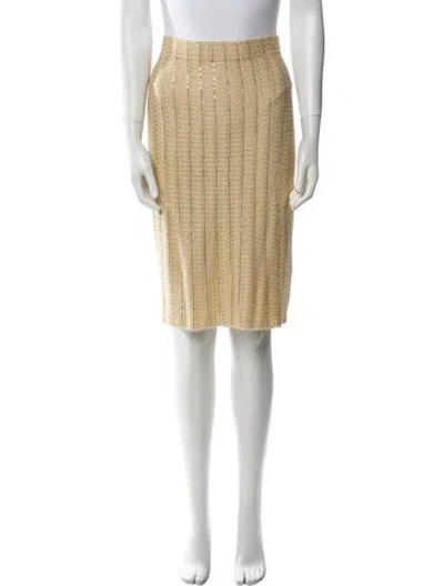 Pre-owned St John Striped Knee-length Skirt In Gold