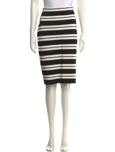 Pre-owned St John Striped Knee-length Skirt In White