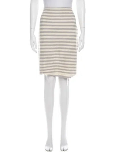 Pre-owned St John Striped Knee-length Skirt In White