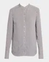 St John Striped Lightweight Button-down Shirt In Black/white
